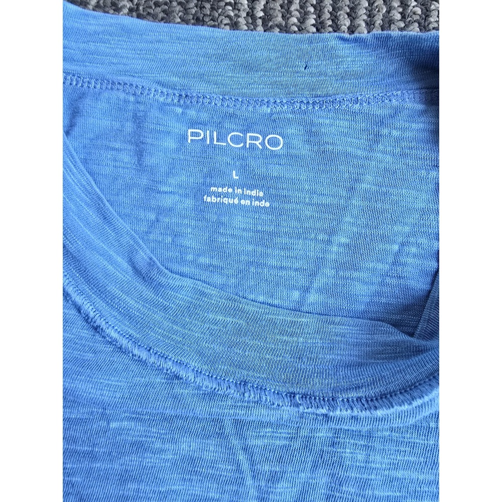 Pilcro Anthro Reconstructed Racer Tee Exposed Seams Long Sleeve Blue Boho L - Picture 2 of 9